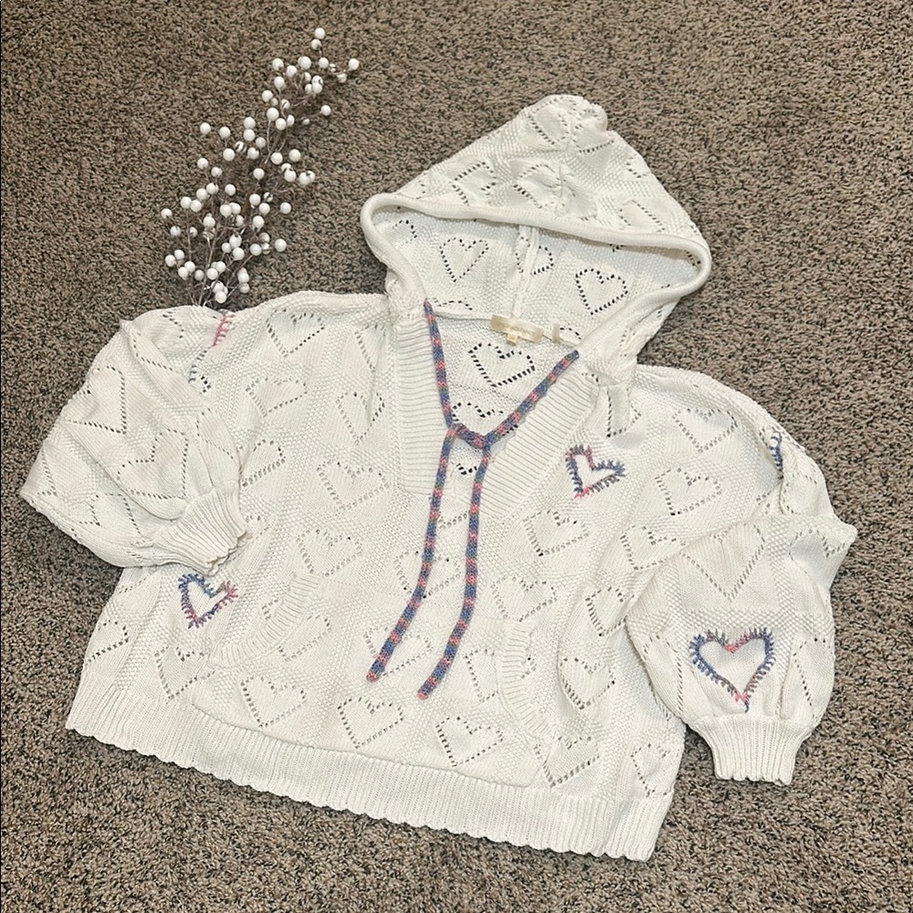 LoveShackFancy Meara Knitted Sweater Hoodie 🤍